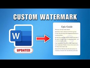 How To Add A Picture Watermark In MS Word 2026 - Custom Watermark