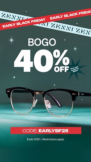 3.2K views | Black Friday shopping joy is here early! Shop the sale and change up your look with a new pair. | Zenni Optical | Facebook