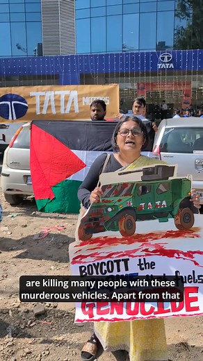 BOYCOTT TATA MOTORS! 16 November Pune A protest was held in Pune on 16 November as a part of country-wide protest against Tata Motors for its role in enabling Israel's illegal occupation through multiple collaborations with Zionist Israel and vehicle supplies used by Israeli Occupation forces. #TCS #TataServices #Boycott #philanthropy #IndianCapitalist #palestine🇵🇸 #tata #TataMotors #freefreepalestine #India #Pune #Maharashtra | Indian People in Solidarity with Palestine