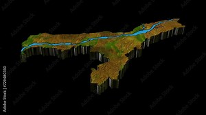 Assam Map in 3D HD Animation with Alpha Channel