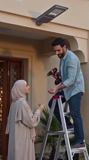 All in One Solar Street Light Easy Installation No Wiring Middle East Husband Wife Home Installation