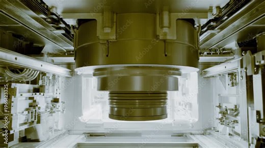 Complex euv lithography system in a cleanroom, precision engineering miniaturizing wafers and components for next generation semiconductor manufacturing and advanced microchip production