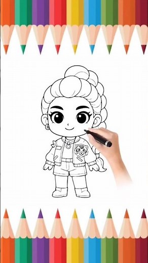 How to draw and colour Kpop Demon Hunters Rumi in a super easy and fun way