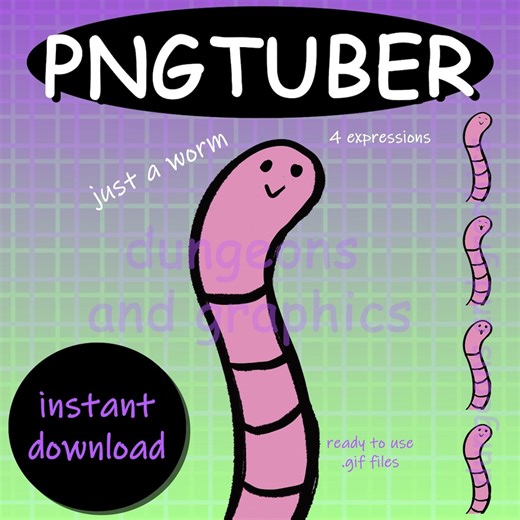 Worm Pngtuber: Sketchy Animated GIF Vtuber - Streaming Model - Etsy