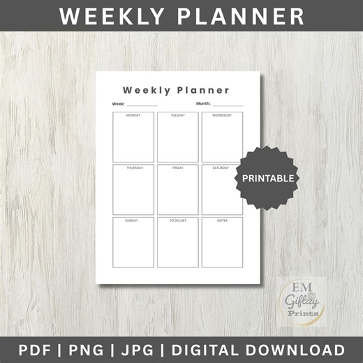 Printable Weekly Planner | Digital Download | Daily Planner - Etsy