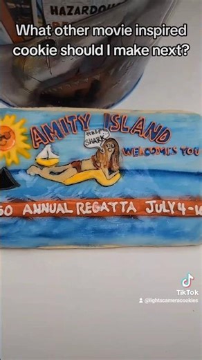 Jaws 50th Anniversary Cookie #shark #jaws #cookiedecoratingideas #cookiedecorating