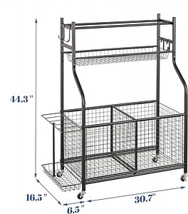 [Hot Item] 4 Way Sports Equipment Storage Racks with Hooks Hangers MDF Slatwall Display Stand