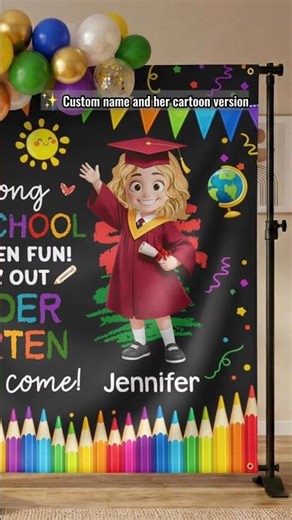 Preschool Kindergarten Graduation | Personalized Backdrop