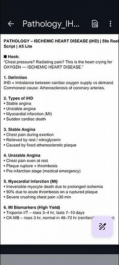 Ischemic Heart Disease in 60 Seconds | Pathology Quick Revision