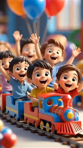 Happy Kids on Toy Train 🚂😄 | Cute 3D Cartoon Fun for Kids 🌈