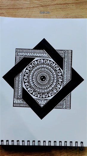 Rectangle Mandala Art⬛🔶✨Jyoti Art#satisfying#trending#ytshort#drawing#panting#mandalaart#artandcraft