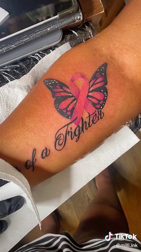 Cancer Ribbon Butterfly Tattoo Design Ideas