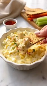 This Deviled Egg Dip is the “no-fuss deviled eggs” fix, creamy, tangy, a little sweet from relish, and dangerously scoopable with crackers crunchy veggies. ​ 🧡 DEVILED EGGS… but make it DIP. Creamy chunky tangy, with that classic mustard kick and a paprika finish. ​ No piping. No perfect halves. Just mash, mix, and watch it disappear at the table. ​ Perfect for parties, game day, and “I need a snack plate right now” nights. ​ Save this so you don’t lose it. Tag someone who always brings the bes
