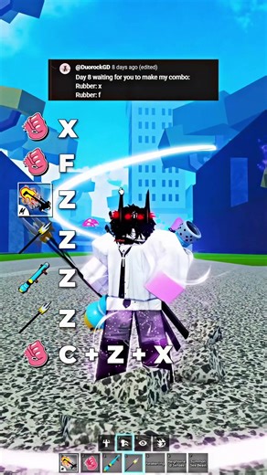 Skilled Rubber and Death Step Combo #roblox #bloxfruits | blox fruit