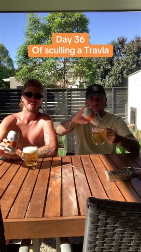 Day 36 of sculling a @travla beer until Travis fimmel sculls one with us. #virla #beer #mates #travla #australia