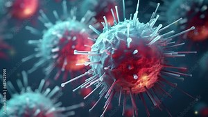 Macro microscope of a virus reveals the intricate details and patterns of its viral capsid.