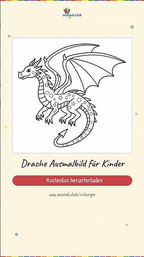 Drache Ausmalbild für Kinder | Kostenlos als PDF