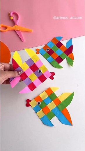 손의 근육을 많이 쓰는 페이퍼 위빙 놀이! 알록달록 물고기를 만들어봐요 🐠 #엄마표놀이 #키즈공예 #색종이놀이 #색종이위빙 #페이퍼아트