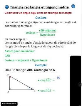 Cosinus d'un angle aigu d'un triangle rectangle 