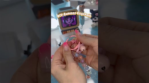 Made a keychain out of random stuff at home ✨ turned out so cute! #shorts