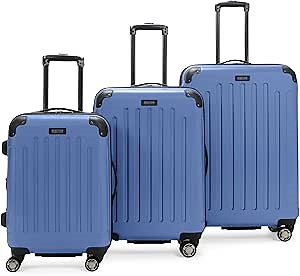 Kenneth Cole REACTION Renegade Luggage Expandable 8-Wheel Spinner Lightweight Hardside Suitcase, Periwinkle Blue, 3-Piece Set (20"/24"/28")
