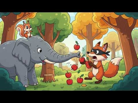 The Greedy Fox vs Brave Squirrel | 2D Animal Cartoon for Kids🍎🦊