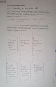 Writing an argument list for or against a proposal.Below are ... | Filo