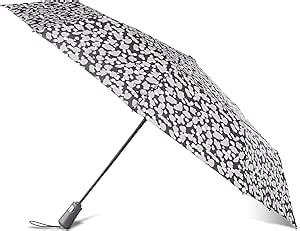 Totes Auto Open/Close Windproof Ultimate Compact Umbrella with UV and Water Repellent Protection