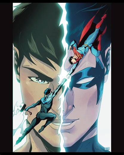 Nightwing & Superboy DC Comic Art