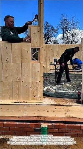 Modern Timber Wall Construction Process.
