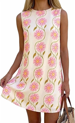 PRETTYGARDEN Sundresses for Women Summer Elegant Floral A Line Short Party Dress Beach Vacation Clothes