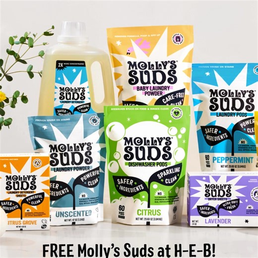 🌿 Safer Suds for Your Family – Try Molly’s for FREE at H-E-B! Tired of harsh chemicals in your detergent? Molly’s Suds keeps it simple: just clean ingredients that actually work. 🍼 Pediatric nurse-founded for safer cleaning 🚫 No synthetic dyes, no artificial fragrances, no greenwashing ✨ Loved by clean-conscious families nationwide 🛒 Buy 1 Molly’s Suds laundry detergent at H-E-B 💸 Get reimbursed via Venmo or PayPal! ✅ In-store purchases only 🎯 Sign up now and wash with confidence 💛 | Moll