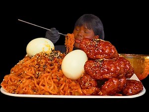ASMR SPICY CHICKEN WINGS & SPICY NOODLES DUMPLINGS MUKBANG (NO Talking) |Sticky Eating Sounds
