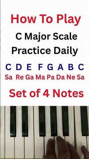 C Major | Sargam Sa Re Ga Ma Pa | 4 Notes Keyboard Exercise | for Beginners
