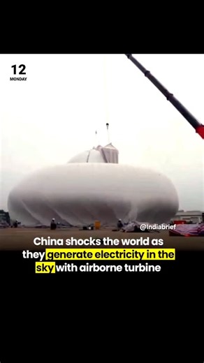India Brief on Instagram: "On January 5, 2026, China successfully completed a groundbreaking test of the S2000 Stratosphere Airborne Wind Energy System (SAWES) over Yibin in Sichuan Province. This megawatt-class airborne wind power system— the world's first designed specifically for urban use—ascended to an altitude of 2,000 meters after about 30 minutes of inflation and ascent. The inflatable, airship-like platform, measuring roughly 60m long, 40m wide, and 40m high, harnessed stronger and more