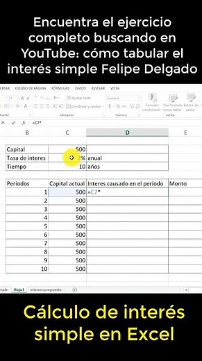 Calcular INTERES SIMPLE en Excel #shorts