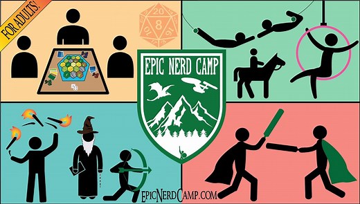 Board Games, Archery, Horseback Riding, hitting each other with foam swords, and so much more! This June, summer camp isn't just for kids! www.EpicNerdCamp.com | Epic Nerd Camp
