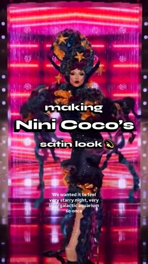 Mats on Instagram: "intergalactic satin 💫 such a joy to create this look for @theninicoco and see it walk the Drag Race runway (gag! 🫨) #dragrace #fashiondesign #satin #sewist #chicagodrag"