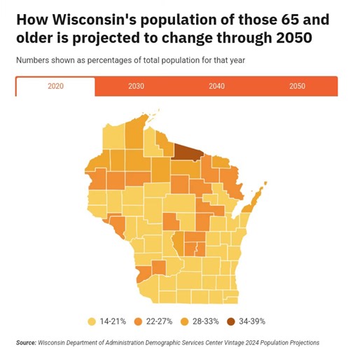WPR’s “Wisconsin Today” is kicking off a series aimed at understanding the impact of the state’s aging population on workforce needs, community services, and more. In this conversation, a demographer talks through the state's aging population and what the data shows. | Wisconsin Public Radio