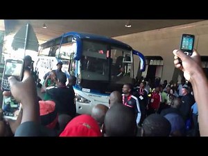 Orlando Pirates players getting off the bus