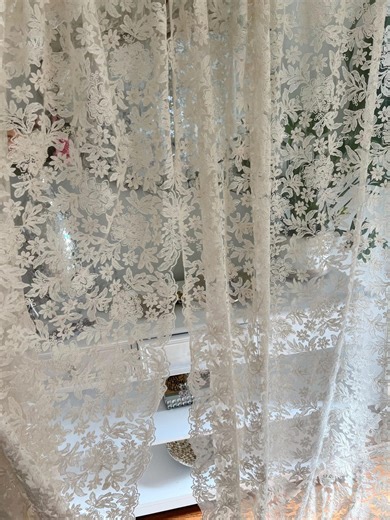 Off-white Custom-made Embroidery Sheer, Flower Pattern Sheer, Custom Size - Etsy