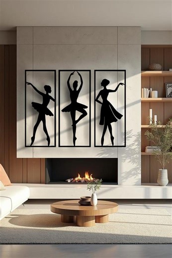 Ballerina Metal Wall Art - 3 Panel Ballet Silhouette Sculpture - Etsy