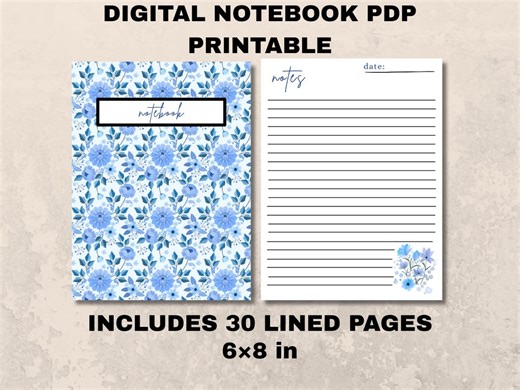 Printable Digital Notebook PDF | Vintage Notebook | - Etsy UK