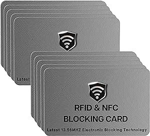 SaiTech IT RFID Blocking Cards - Protects Entire Wallet, NFC & Contactless Card Protector - Grey (10 Pcs)