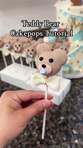 Teddy bear cakepop tutorial for baby shower #cakepops #fyp #foryou