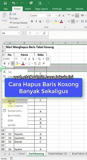 Cara Mudah Menghapus Baris Tabel Kosong di Microsoft Excel