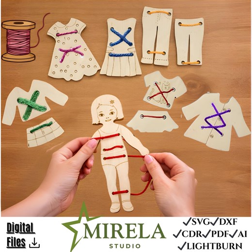 Wooden Threading and Lacing Set Laser Cut,educational Set for Hand–eye Coordination - Etsy UK