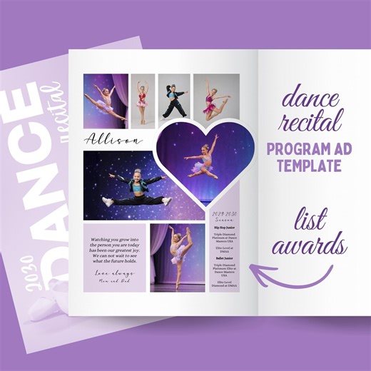 Full Page Dance Recital Program Ad Canva Template | Editable Dancer Tribute | Fullpage Yearbook Shout Out | Competitive Dance Photo Collage - Etsy
