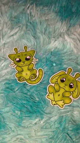 Alien Cat & Bunny Art Stickers - Glorp Cute Kawaii - Etsy