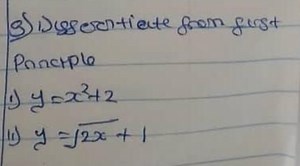 Differentiate from first principles: y = x^2 + 2 y = \sqrt{2x... | Filo